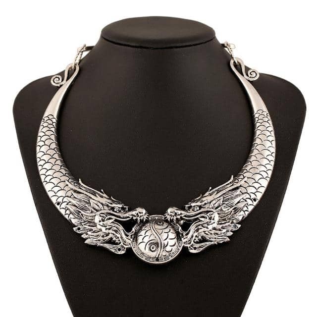 COLLIER PLASTRON DRAGON ETHNIQUE POUR FEMME